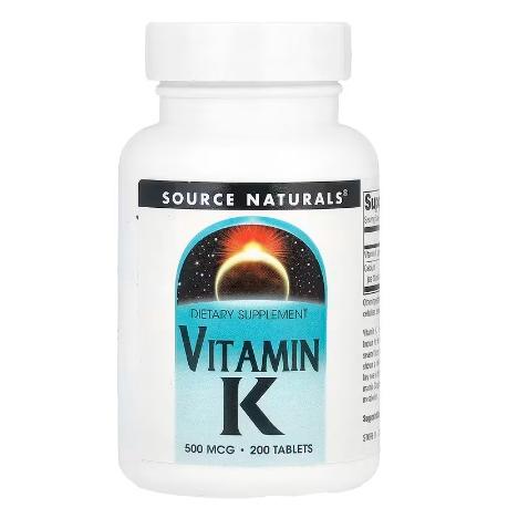 Source Naturals社ビタミンK、500mcg 200粒入り 1本 サプリメント