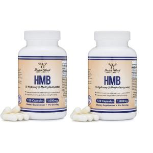 「お得な2本セット」Double Wood Supplements社HMB（ベータ・ヒドロキシ・ベータ・メチル酪酸/3-ヒドロキシイソ吉草酸)サプリメント1粒あたり500mg配合120粒入…