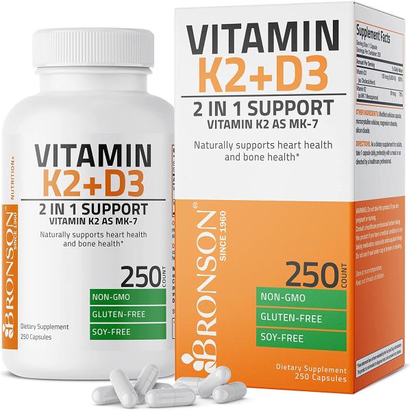 Bronson Vitamin K2 (MK7) with D3 Supplement Non-GM...