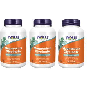 お得な3本セット Now Foods社グリシン酸マグネシウムサプリメント180粒×3本Magnesium Glycinate 180 Tablet×3bottle