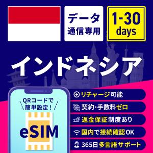 eSIM インドネシア インドネシアeSIM eSIMインドネシア インドネシア用eSIM 3日間 4日間 5日間 6日間 7日間 10日間 安心サポート リチャージ可能 高速データ通信