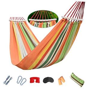 Youxiuハンモック 1x2m耐荷重200kgシングルキャンバス転倒木製スティックレジャー快適通気性屋内アウトドアホームキャンプ観光スイング,02,