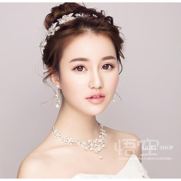 花嫁 ヘッドドレス ティアラ 結婚式 安い ネックレス クラシック パール カチューシャ ブライダル...