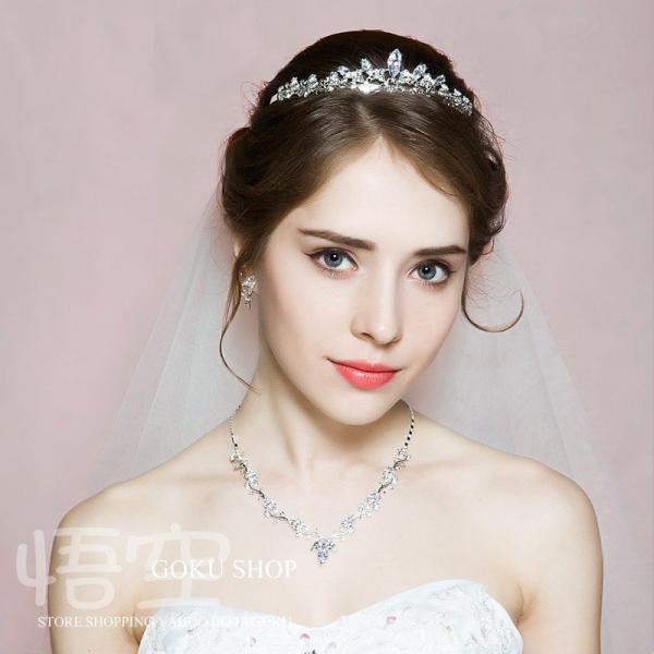 花嫁 ヘッドドレス ティアラ 結婚式 安い 髪飾り カチューシャ ネックレス ブライダル イヤリング...