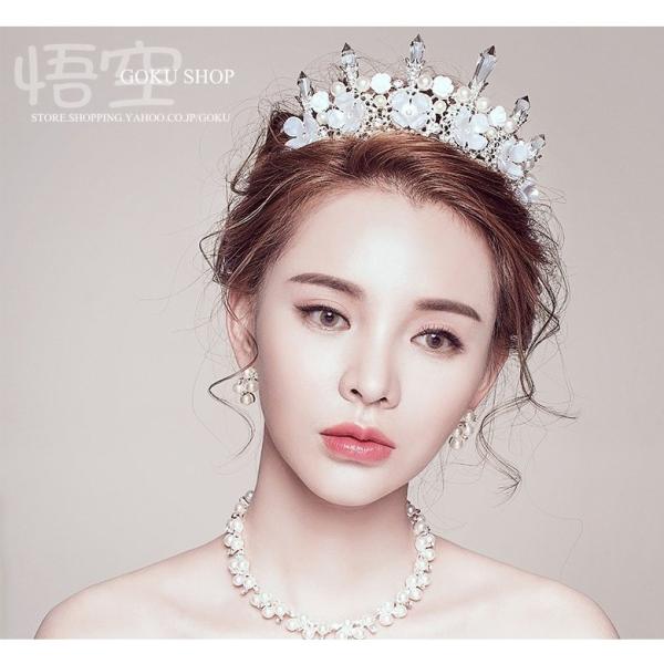 花嫁 ヘッドドレス ティアラ 結婚式 安い ネックレス カチューシャ 花 ブライダル イヤリング パ...