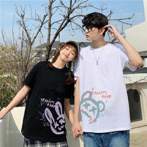 カップル ペア Tシャツ ブランド ペアルック カップル 春夏 服 メンズ Tシャツ 半袖 レディース おしゃれ ペアルック Tシャツ 可愛い 綿 カップル Mkgo 悟空 通販 Yahoo ショッピング