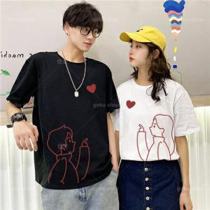 カップル ペア Tシャツ ブランド ペアルック カップル 春夏 服 メンズ Tシャツ 半袖 レディース おしゃれ ペアルック Tシャツ 可愛い 綿 カップル Mkgo 悟空 通販 Yahoo ショッピング
