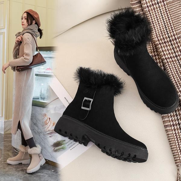 スノーブーツ レディース 滑らない 防寒 ムートンブーツ 短靴 スノー シューズ 冬靴 暖かい おし...