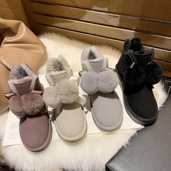 ムートンブーツ レディース 滑らない 防寒 スノーブーツ 短靴 スノー シューズ 冬靴 暖かい おし...