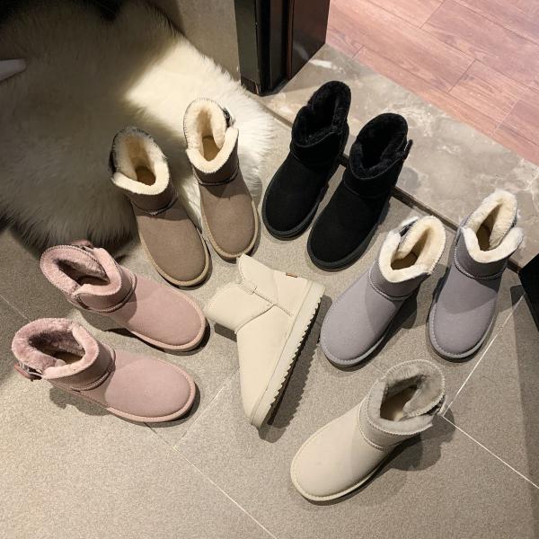 スノーブーツ レディース 滑らない 防寒 ムートンブーツ 短靴 スノー シューズ 冬靴 暖かい おし...