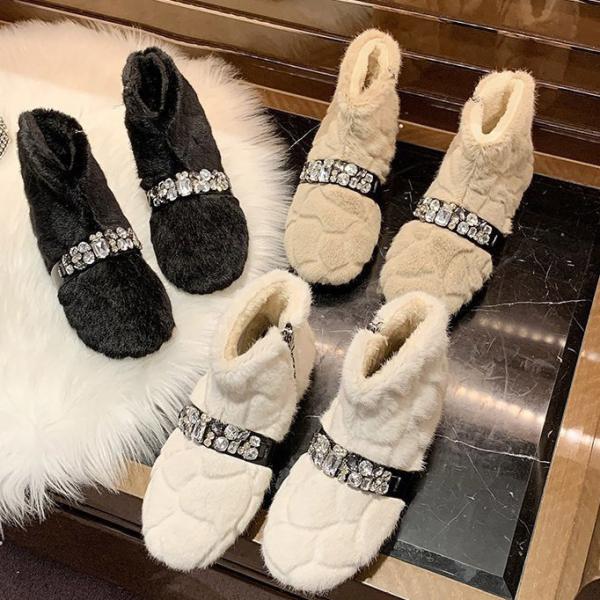 ムートンブーツ レディース 滑らない 防寒 スノーブーツ 短靴 スノー シューズ 冬靴 暖かい おし...