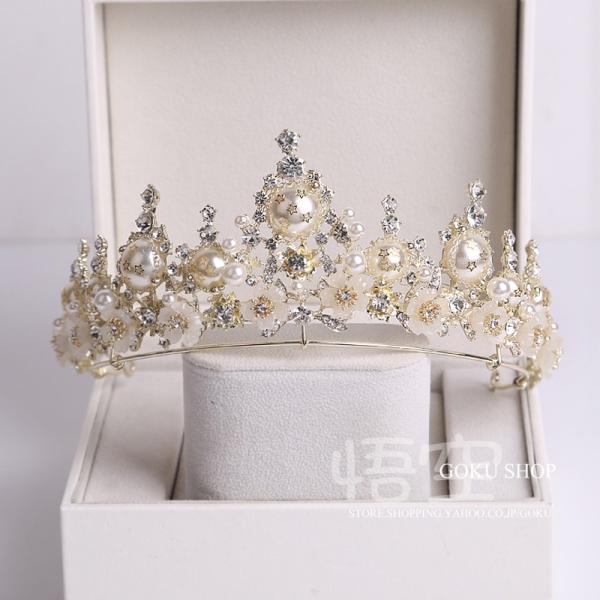 クラウン 花嫁 ヘッドドレス 結婚式 安い ウエディング ティアラ 演奏会 ブライダル 髪飾り パー...