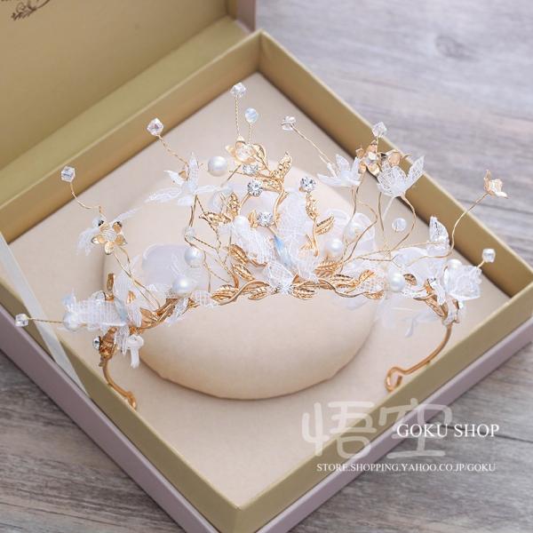 ティアラ 花嫁 ヘッドドレス 結婚式 クラウン 安い ウエディング カチューシャ パール 演奏会 ブ...