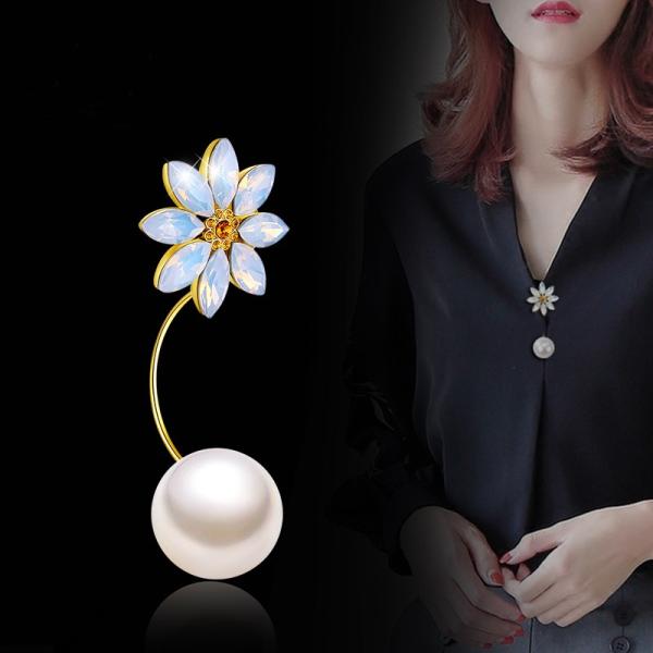 ブローチ レディース 花 パール スーツ おしゃれ スカーフクリップ アクセサリー 安い シンプル ...
