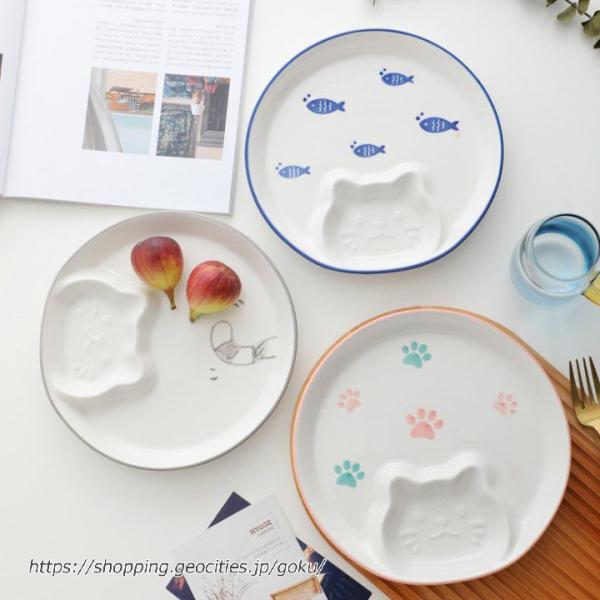 餃子用 ネコ 餃子皿 ネコの足跡 しっぽ ギョウザ 寿司皿 刺身皿 タレスペース付き 業務用食器 飲...