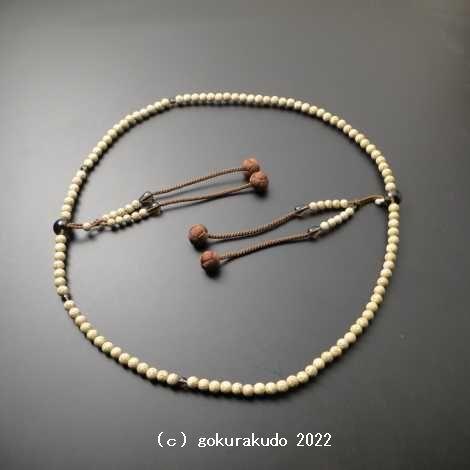 数珠 真言宗 尺2 主玉星月菩提樹、(親・四天・つゆ)茶水晶、茶色利休房