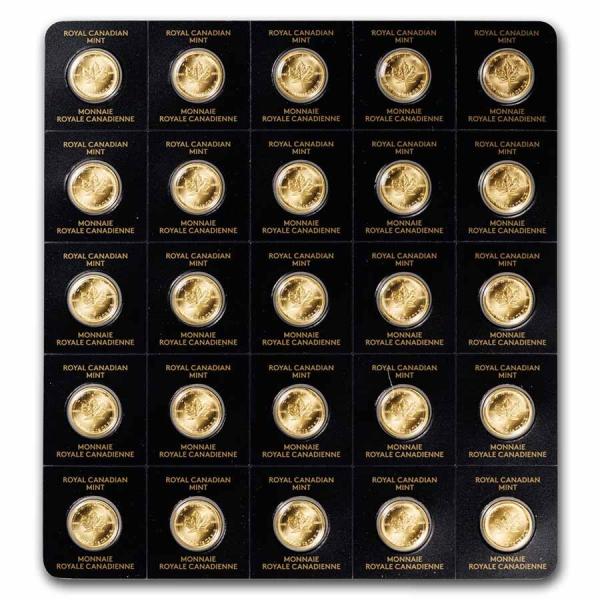 [保証書付き] (新品) カナダ「メイプルリーフ」純金 1グラム 金貨・保証番号付【25枚】