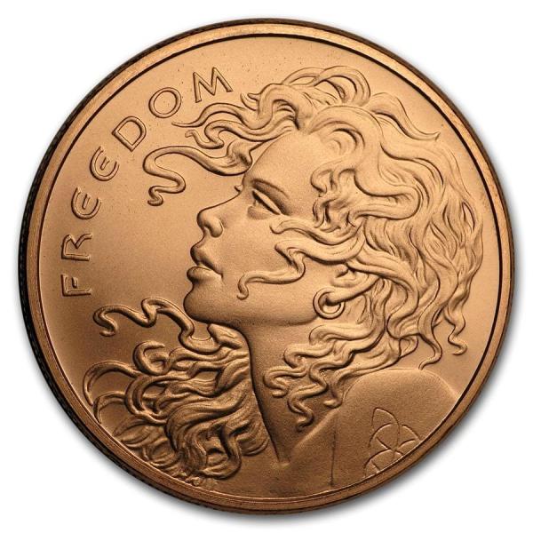 [カプセル付き] (新品) アメリカ「自由の少女」純銅・1オンス 28.35gm 銅貨 コイン