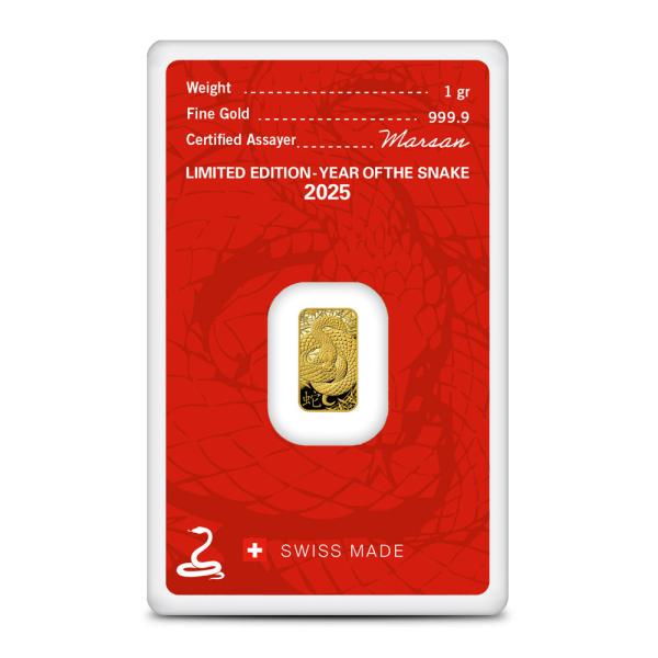 [保証書付き] 2025年 (新品) スイス アルゴー「干支 十二支・巳年 蛇年」純金 1グラム バ...