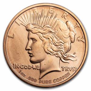 [カプセル付き] (新品) アメリカ「ピース ドル」純銅・1オンス 28.35gm 銅貨 コイン｜ゴールド市場ドットコム