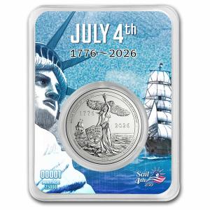 [保証書・ケース付き] 2026年 (新品) アメリカ「Sail4th・建国250周年」純銀 1/2オンス メダル