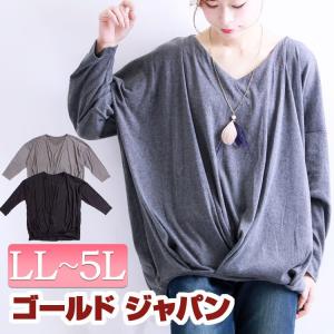 大きいサイズ レディース レディス 無地 長袖 トップス V首 春 秋 春秋 冬 秋冬 LL 2L 3L 4L 5L XL XXL LL F 13号 15号 17号 19号 黒 ブラック black グレー