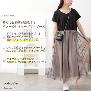 大きいサイズ レディース ワンピース 半袖 ロ...の詳細画像2