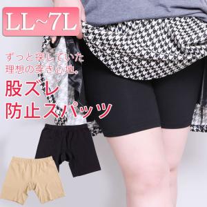 大きいサイズ レディース スパッツ パンツ インナー ストレッチ 3分丈 股ズレ 伸縮　秋冬春用 LL 3L 4L 5L LLサイズ ブラック 黒 ベージュ ゴールドジャパ 爆買