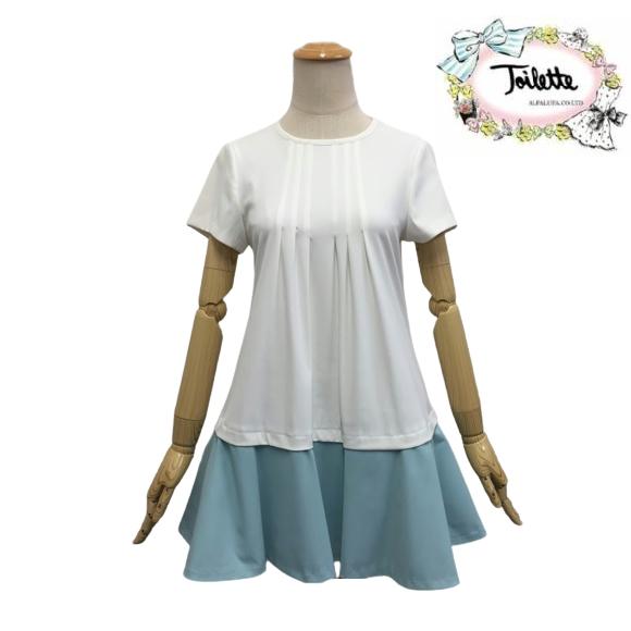 トワレ チュニック toilette バイカラーチュニック ホワイト ブルー LL サイズ5 大人か...