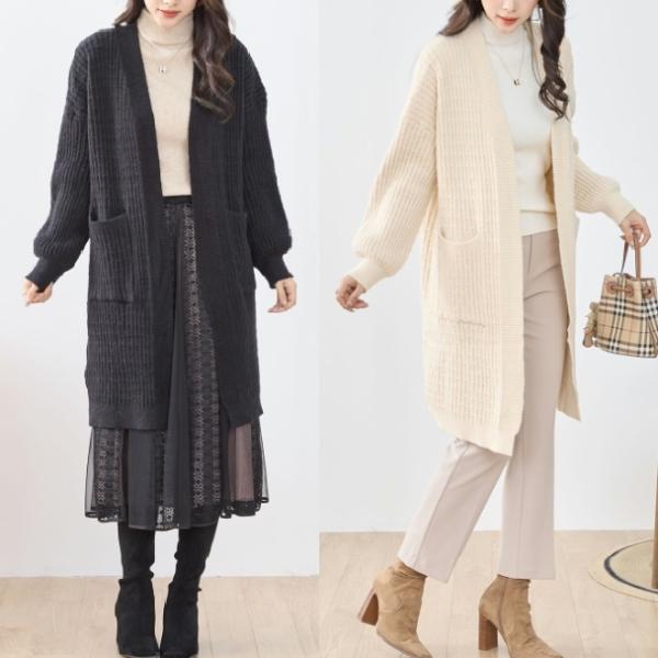 TRUBE ミセス カーディガン リラックス ロングニット N25-197 M〜L 大人可愛い fm...