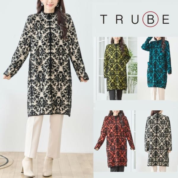 TRUBE ミセス ワンピース ジャカード柄 ニットチュニックワンピ N85-074 M L フリー...