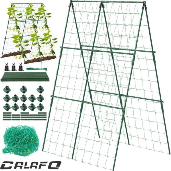 植物支柱 園芸支柱 つる植物棚支柱84点セット 空中栽培 つる性植物 ネット付き 植物サポート 支柱...