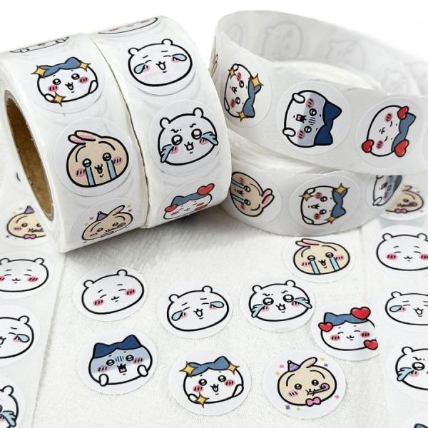 ちいかわ ステッカー ロールシール 封印シール 1巻500枚 3巻入り 25mm ハチワレ うさぎ ...