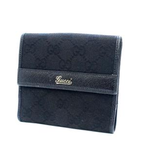 未使用✨ グッチ　折り財布　GG キャンバス　レザー　ブラック GGキャンバス 【数量限定セール】グッチ GUCCI 財布 折財布 二つ折り