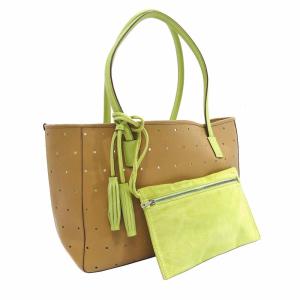 トリーバーチ　トートポーチ付き　未使用 sale TORY BURCH（トリーバーチ） ブロックT ポーチ付き トートバッグ