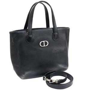 クリスチャンディオール 2way ハンドバッグ レディース 型押しレザー ブラック 中古 送料無料 Christian Dior｜goldeco