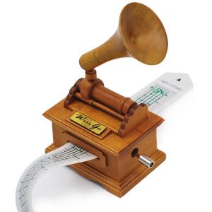 Music Box Wooden Gramophone Make Your Own Song with Wingo Gift｜golden-kagetsu-mart