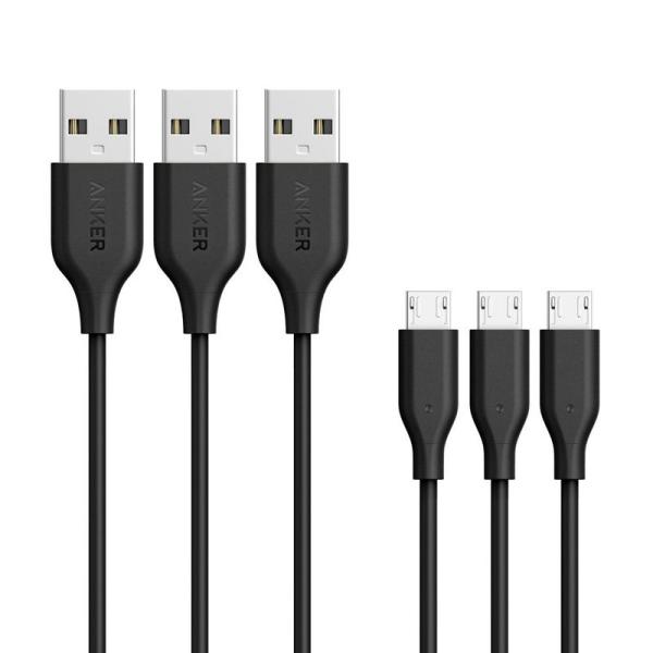 3本セットAnker PowerLine Micro USB ケーブル 急速充電・高速データ転送対応...