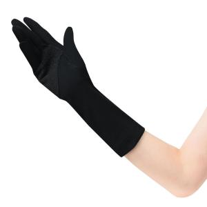 おたふく手袋 夏用アームカバーコットン100％ レディース用 スベリ止め付 セミロング UV-3231 ブラック フリーサイズ｜golden-kagetsu-mart
