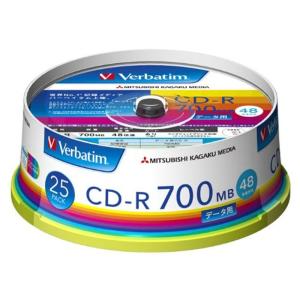 三菱化学メディア Verbatim CD-R 700MB 1回記録用 48倍速 スピンドルケース 25枚パック ワイド印刷対応 ホワイトレー｜golden-kagetsu-mart