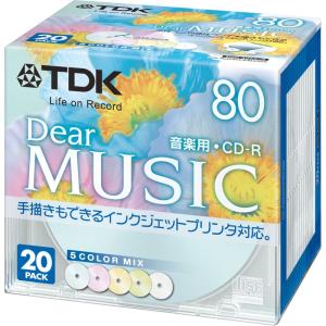 TDK 音楽用CD-R 80分 インクジェットプリンタ対応(5色カラーミックス・ワイド印刷仕様) 20枚パック 5mmケース CD-RDE8｜golden-kagetsu-mart