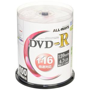 ALL-WAYS DVD-R 4.7GB 1-16倍速対応 CPRM対応100枚 デジタル放送録画対応・スピンドルケース入り・インクジェット｜golden-kagetsu-mart