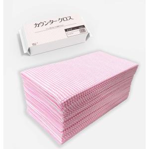 カウンタークロス 100枚入 30x60cm ピンク 使い捨て 不織布 ふきん 繰り返し使える 業務用 テーブルダスター (ピンク)｜golden-kagetsu-mart