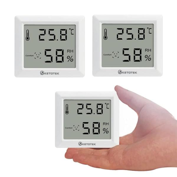 KETOTEK 3個温度湿度計 室内大画面温度計 湿度計 デジタル温湿度計 壁掛け&amp;卓上スタンド&amp;マ...