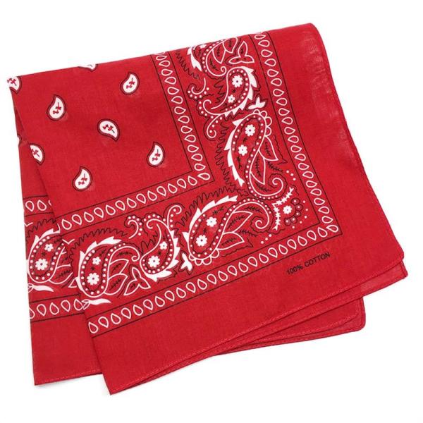 Trifong バンダナ 赤 ハンカチ ペイズリー レッド バンダナ 綿100% コットン カシュー...