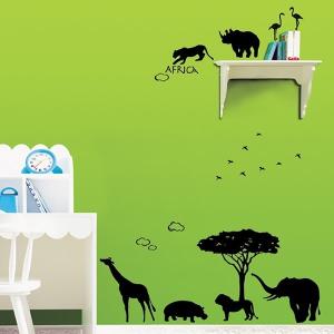 ウォールステッカー アフリカ 動物 ゾウ ライオン キリン 北欧 アニマル どうぶつ おしゃれ サバンナ インテリア ウォールデコ 壁飾り サバンナ風シルエット