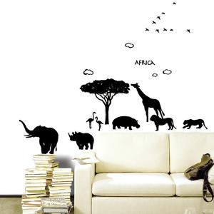 ウォールステッカー アフリカ 動物 ゾウ ライ...の詳細画像1