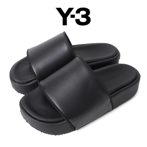 Y-3 ワイスリー プラットフォーム 厚底 レザー スライドサンダル FZ6403 黒 メンズ レデ...