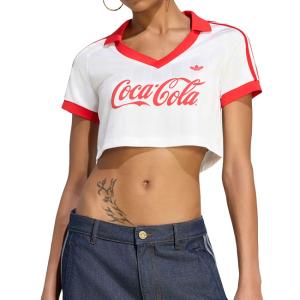 adidas originals × COCA COLA アディダスオリジナルス コカコーラ CROPPED JERSEY クロップド VネックTシャツ KY7571 半袖Tシャツ レディース