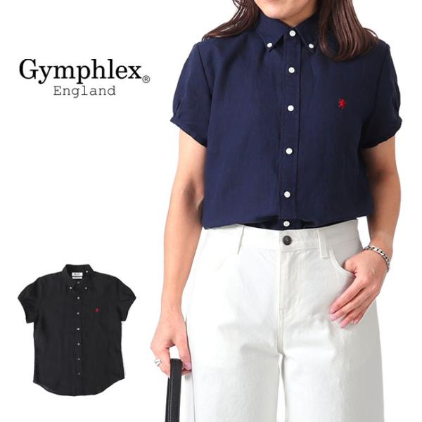 GYMPHLEX ジムフレックス フランダーズリネン パフスリーブ ボタンダウンシャツ J-0645...